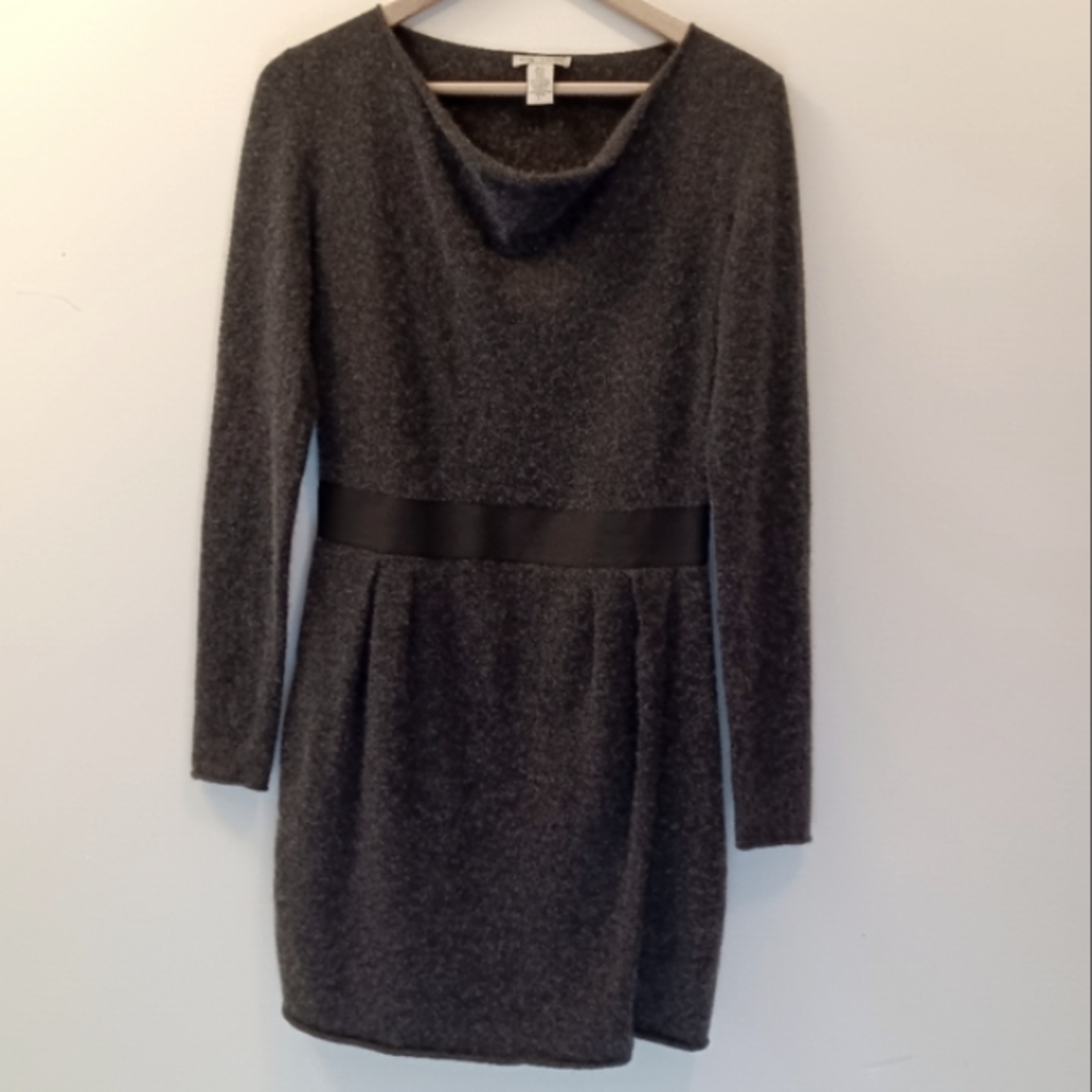 White + Warren Cashmere/Silk Drape Neck Long Sleeve Sweater Dress Size Large